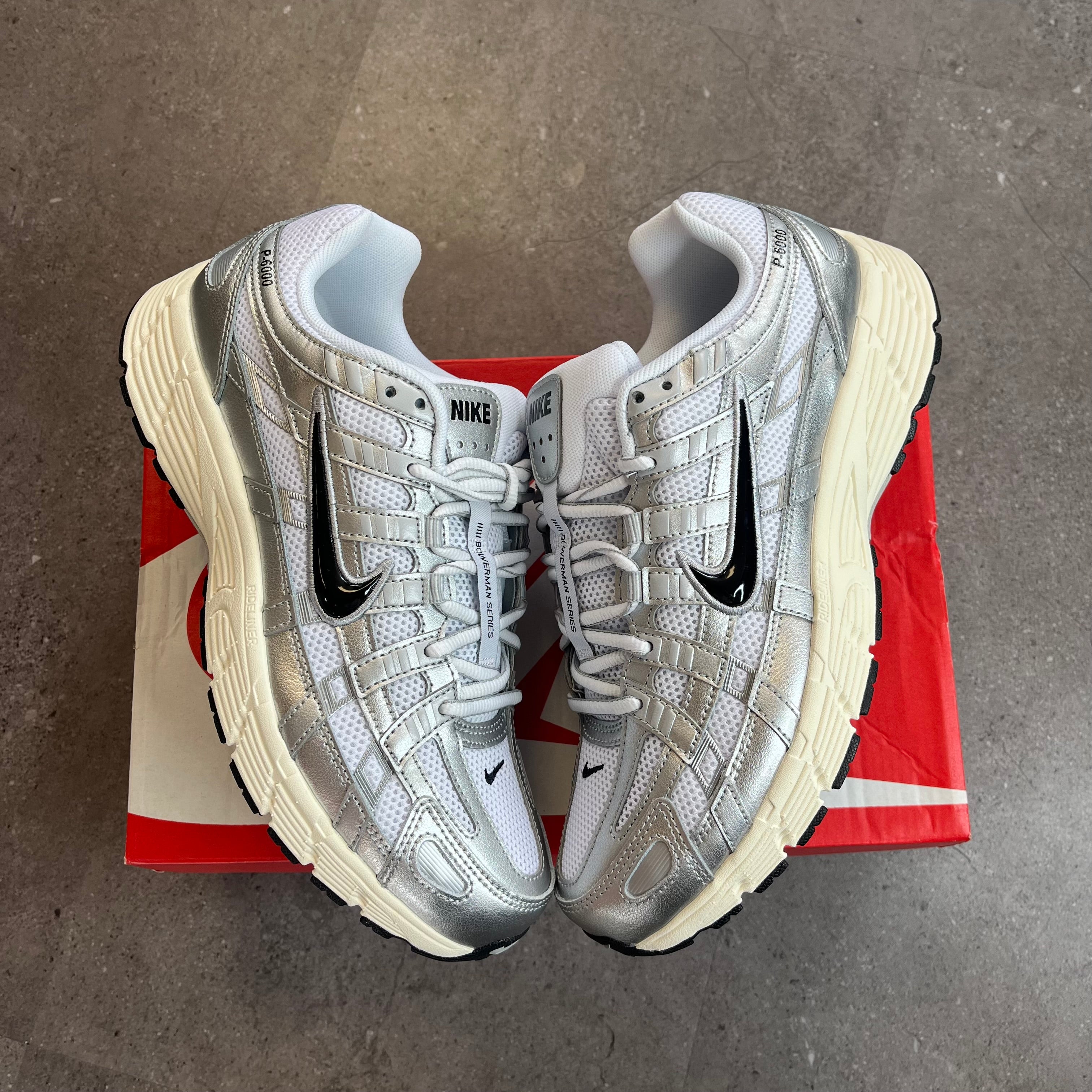 Nike P-6000 Black Metallic Silver Cream