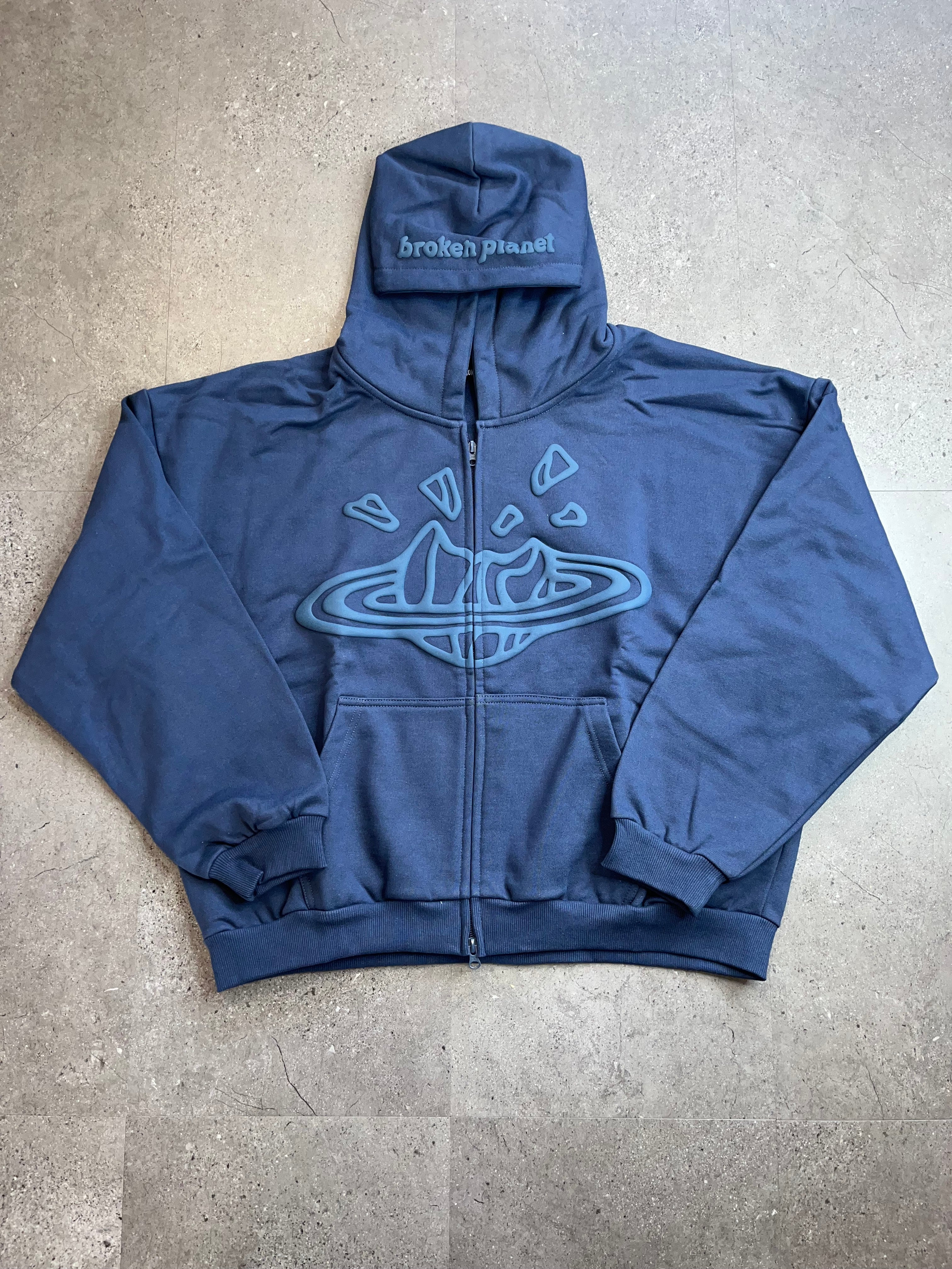 Broken Planet Zip-up Hoodie Deep Navy