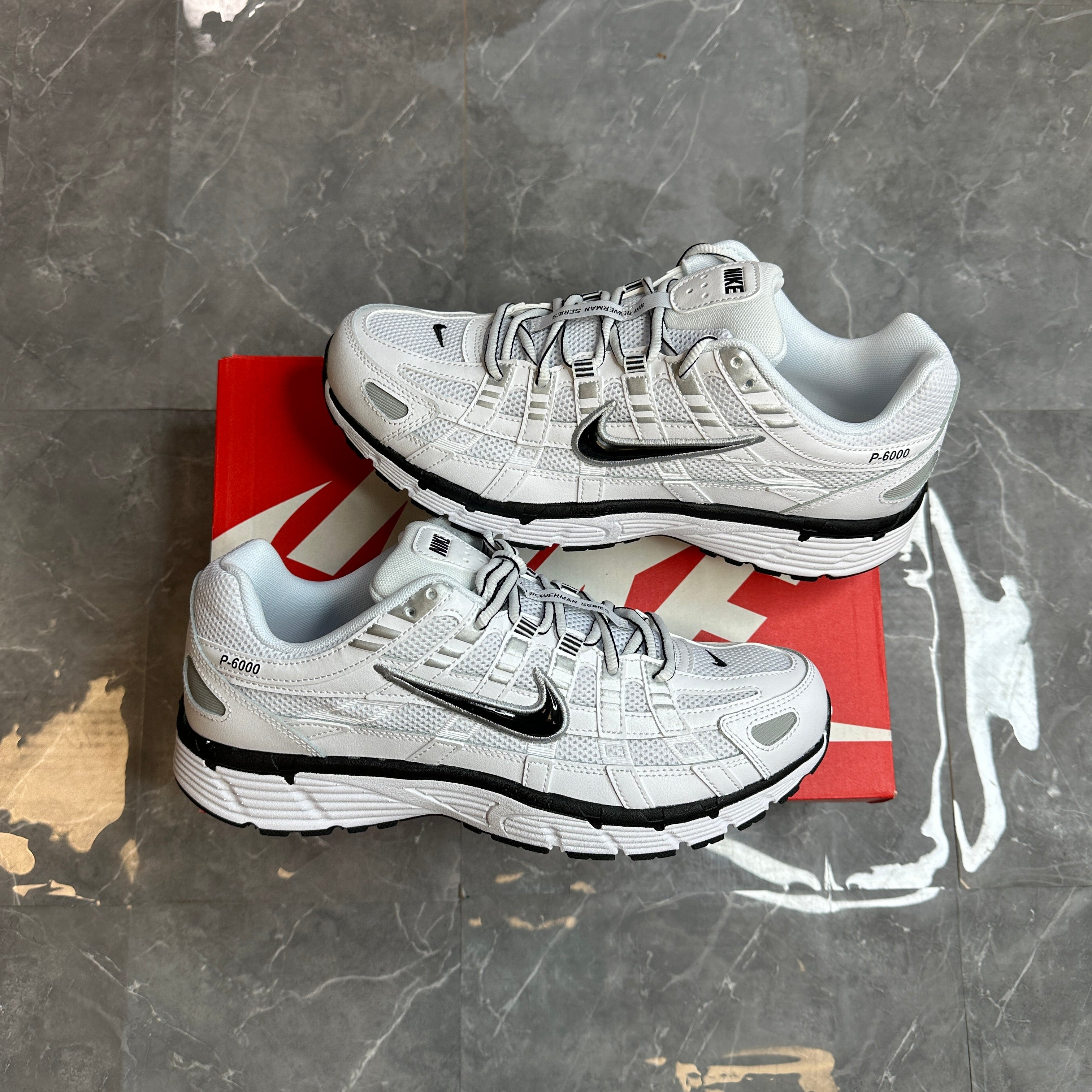 Nike P-6000 Black White Metallic Silver