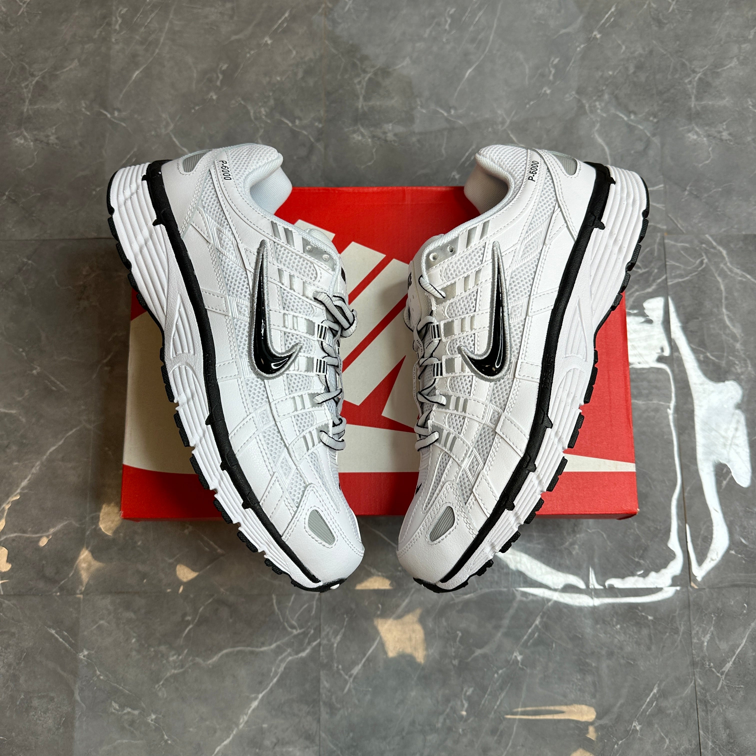 Nike P-6000 Black White Metallic Silver